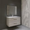 MarinelliGroup Mobile bagno SOSPESO 60 80 100 120 cm con lavabo in ceramica 2 cassetti LINDA (80 cm, Grigio)