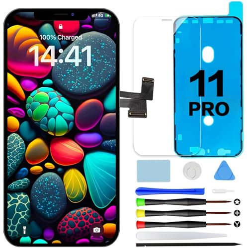 GOLDWANGWANG for iPhone 11 Pro Screen Replacement, 5.8 3D Touch Screen Digitizer Display LCD Assembly Repair Tool Kit with Waterproof Seal and Tempered Glass