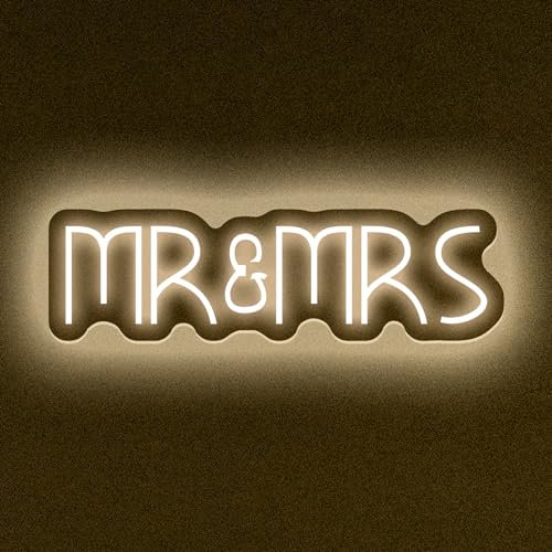 Mr & Mrs Neon Schild Neon-Licht LED Hintergrund Wand Dekoration USB-Netzschalter dimmbar Hochzeitsfest Dekoration Geschenk Jubiläum Verlobungsfest (Warm Weiß)