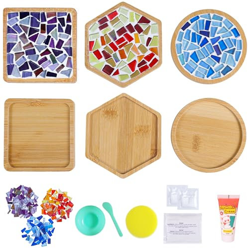 AiYoYo 3 Stück Mosaik Untersetzer DIY Bastelset Geschenke für Kinder und Erwachsene Kreatives Basteln kindergeburtstag für Mädchen Geburtstagsgeschenk 5 6 7 8 9 10 + Jahre