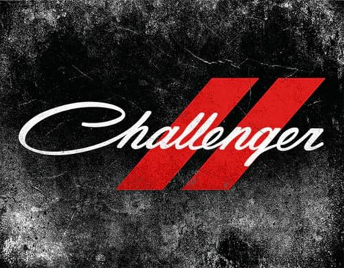 Dodge Challenger Script Logo Metal Wall Sign - Script with Rhombue Logo 16 x 12.5