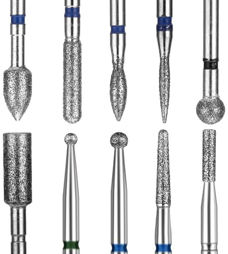 10 Stück Nagelfräser Bit Set, Diamant Nagelfräser Bits Cuticle Fräser Bit Nagelfräser Aufsätze Elektrische Nagelfeile Nagelhaut Reinigungs Nagelbohrer Gelpolitur Maniküre Werkzeug(Stil 2)