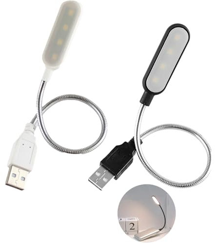 Generic 2PCS USB LED Reading Lamp, Portable LED Flexi-lamp with Adjustable Gooseneck, Warm Yellow Light for Power Bank, PC, Laptop, Keyboard, Computer, USB Devices