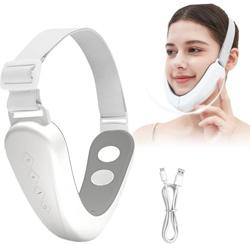 Aohcae V-Face Shaping Appareil de massage double menton Six modes et 12 intensités Appareil de massage facial EMS Jawline Trainer pour éliminer les gonflements de la mâchoire
