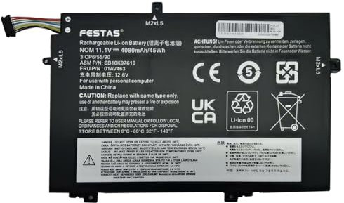 FESTAS 01AV463 Laptop Replacement Battery for Lenovo ThinkPad L480 L490 L580 L590 Series L14 Gen 1 2020 / L14 Gen 2 2021/L15 Gen 1 2020/L15 Gen 2 2021 Series SB10K97610 L 17L3P7L52 L17M3P54 L17M3P53