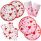 HNH San Valentín Platos, Servilletas y Vasos de papel desechables 100 piezas Vajilla de fiesta