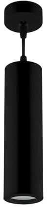 Licht-Erlebnisse Hängeleuchte Metall Schwarz verstellbar H: max. 110 cm schmal D: 6 cm rund GU10 Modern Hängelampe Esstisch Pendelleuchte Bar Tresen