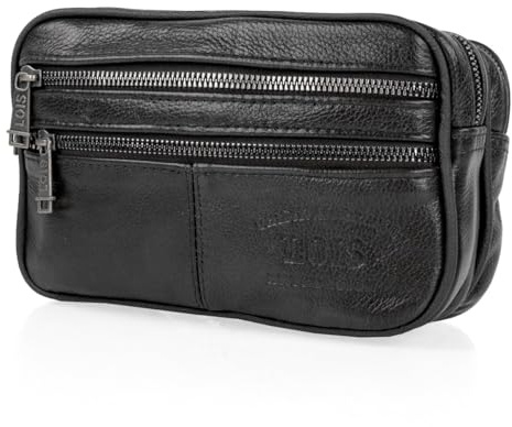 Lois - Umhängetasche Herren - Moderne Herren Handtaschen und Lederhandgelenktasche Herren - Stilvolle Herren Clutch, Schwarz