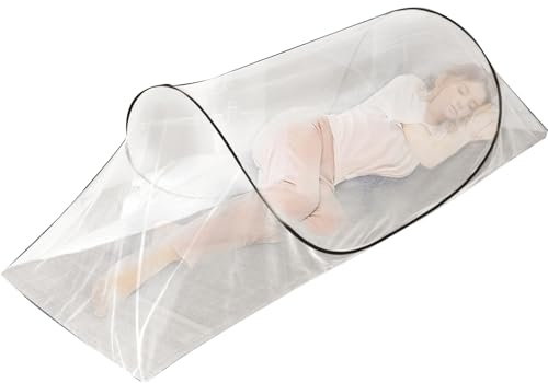 Moustiquaire pliable Pop Up - 200 x 80 x 56 cm - Portable - Tente de voyage pliable - Pour chambre à coucher, camping, extérieur, installation facile et rapide (blanc)
