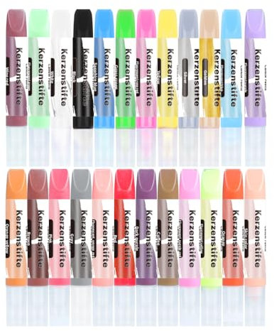 Neuytiky 24Pcs Bolígrafo Decorativo Para Velas de 10ml,Lápices de Cera,Juego de Pintura de Cerámica,Velas Juego de Pintura,Para Cartón,Madera,Cerámica,Vidrio y Decoración