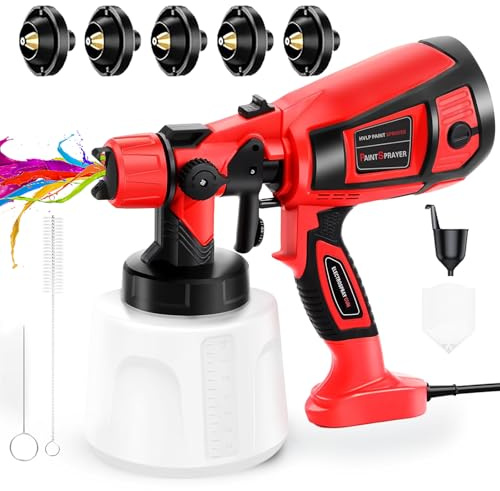 TOPALL Farbsprühsystem Wandfarbe,850W 32000PRM 1400ML HVLP Farbspritzpistole,Farbsprühpistole Wandfarbe,Farbsprühgerät,mit 5 Düsen und 3 Muster,Farbpistole für Wandfarbe,Gartenzaun, Wände