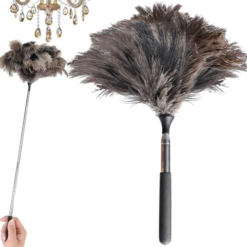 GBKDQQ Teleskop Straußenfedern Staubwedel: Effizienz Staubwedel Straußenfedern, Komfort Staubwedel Lang Für Hohe Oberflächen (17-40 Zoll)