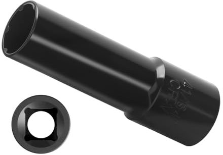 DYNOFIT 6 Point Spline Lug Nuts Key for Wrench with 1/2 Imperial Square Socket Drive,Tuner Socket Key Tool Compatible with 12x1.5 12x1.25 1/2-20 Thread 6 Spline Lug Nuts,CR-V(Black,1 Pack)