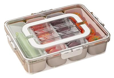 Divided Serving Tray With Lid Snack Container Separate Containers Portable Snackle For Fruits Candy Perfect Road Trips Picnic Sporting Events The Home Edit Products (White, 31cm×23.5cm×6.5cm)