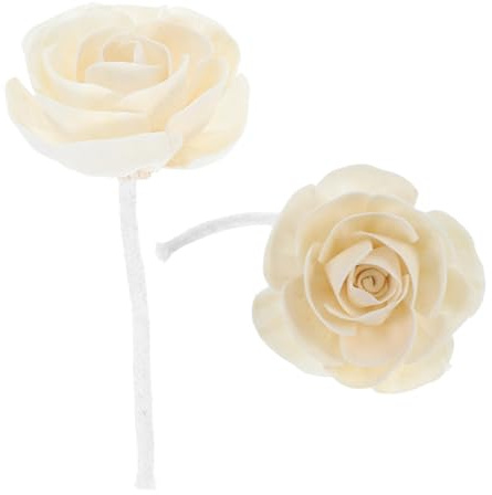 Duftblume 2 Stück aus Baumwolle und Reispapier für Ätherische Öle | Beige, Elegante Kunstblüte mit Camellia Duft, Dekorativ für Schlafzimmer und Büro, Pflegeleicht