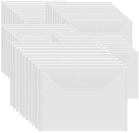 Pqahffowr 100Pcs 7x5In Storage Envelopes,Resealable Plastic Envelopes Pockets Storage Bag for Clear Stamp,Scrapbook Paper