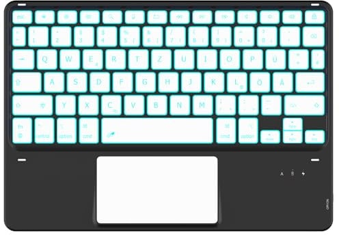 CACOE Bluetooth Tastatur mit Touchpad, Kabellose mit 7 Farben Beleuchtete | QWERTZ Tastatur Kompatibel mit iPad A16/10/iPad Air/Pro, iOS/iPadOS/macOS, Mac Mini/Mac Pro, MacBook 10 Zoll, Schwarz
