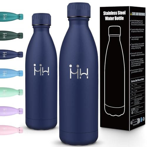 Motswedi Gourde Isotherme 1l, Double Paroi, Bouteille Isotherme, Anti-Fuite, Gourde Inox, Réutilisable, Bouteille d'eau, pour Sport,Travail, Voyage, Randonnée, Camping, Bleu Profond -287c