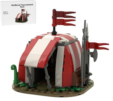 Vectolbricks Mittelalterlicher Bauklötze, 164 Stück Mittelalter Turnierzelt Klemmbausteine Set für Erwachsene und Jugend, MOC-86376