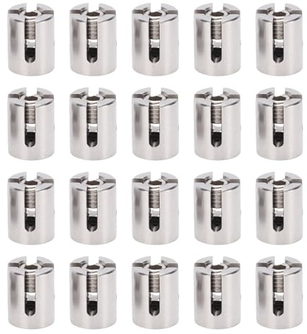 Cocoarm Crossed Cable Clamps T316 Stainless Steel Wire Rope Clamps 20PCS for 3mm 1 8 Inch Ropes or Rod Fittings Reusable Wall Trellis Clothesline Railing Fencing Marine Use