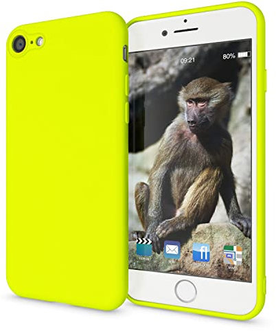 NALIA Custodia Neon compatibile con iPhone SE 2022 / SE 2020/8 / 7, Cover Protettiva Morbido Silicone Gel Copertura Antiurto, Case Skin Telefono Cellulare Protezione Gomma Bumper, Colore:Giallo