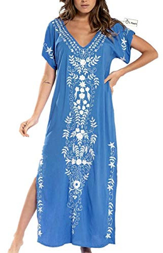 L-Peach Women's Kimono Long Dress Maxi Kaftan Summer Beach Boho Cover up Tops