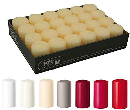 Hochwertige Stumpenkerzen - Adventskerzen/Wachskerzen/Kerzenpaket (Creme, XS & Schlank: Höhe 7cm / Ø 5cm - 24 Stück)