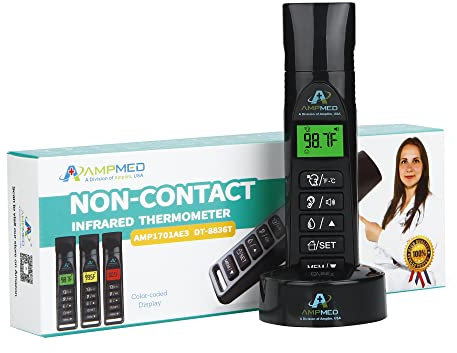 Amplim Medical, Hospital Grade Non Contact Infrared Forehead Thermometer + Case. Baby/Kid/Infant/Toddler/Child/Adult/Professional/Clinical Digital Thermometer
