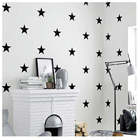 QSCTYG Selbstklebende Tapete Moderne einfache Schwarzweiß fünfzackigen Stern Papiertapete Eco-Friendly Kinderzimmer Jungen und Mädchen Zimmer Star Wallpapers 85 (Color : Black and White 53cm*10m)