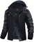 MAGCOMSEN Softshelljacke für Damen Skijacke Snowboardjacke Thermo Winterjacke mit Reißverschlusstaschen Schwarz Grau XXL