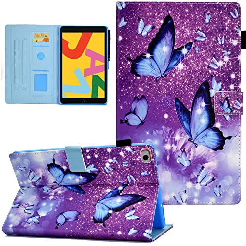 AUSMIX iPad Case, PU Leather Smart Stand Wallet with Auto Sleep/Wake for iPad 9.7 Inch, Purple Butterfly