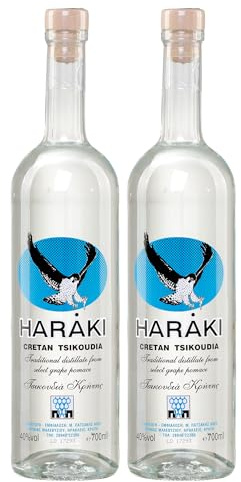 Raki von Kreta 2x 0,7l 40% Haraki Kretaraki Tsikoudia | Griechischer Tresterbrand ohne Anis | 100% Destillat | + 20ml Jassas Olivenöl