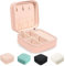 Kleine Schmuckschatulle, Tragbare Schmuckschatulle, Organizer, PU-Leder, Mini-Reise-Schmuck-Aufbewahrungsbox für Frauen und Mädchen
