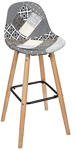 HOME DECO FACTORY, HD7490 Barhocker, Patchwork, skandinavisches Design, gepolsterte Sitzfläche, bequem, ideal für Küche und Wohnzimmer, Maße 43 x 933 x 39 cm, Grau