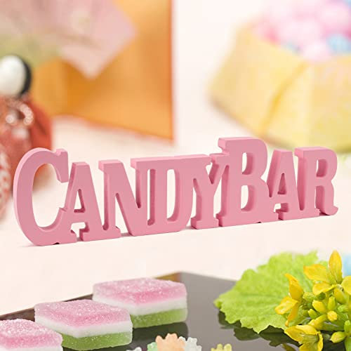 Candy Bar Deko Holz Pink Candybar Schriftzug Holz Tisch Ornament Sweetsbar Holz Tischdekoration für Hochzeit Geburtstag Candybar Party usw.