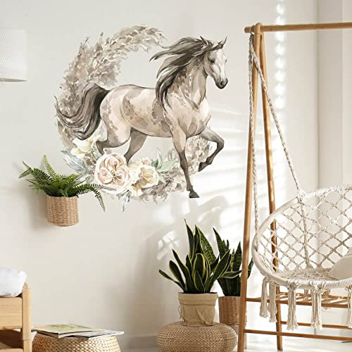 INSPIO Wandtattoo Pferd im Boho-Stil Wandsticker Kinderzimmer Mädchen Jungen Wandaufkleber Tiere Pony Spielzimmer Wanddeko Wildpferd Braun