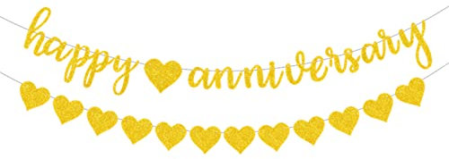 happy anniversary banner gold