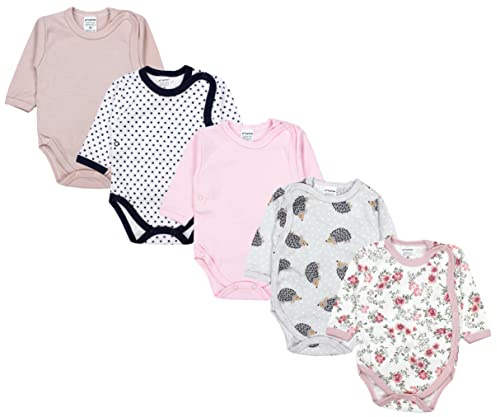 TupTam Baby Body Langarm – Wickelbody Langarm im 5er Pack aus Baumwolle für Mädchen und Jungen, Farbe: Mädchen 9, Größe: 50