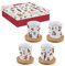 Easy Life COFFRET 4 TASSES A CAFE 11 CL EN PORCELAINE AVEC SOUCOUPE EN BAMBOU CHRISTMAS FRIENDS