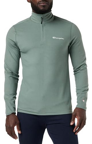 Champion Legacy Micro Polar Fleece-Script Logo Half Zip Top Felpa, Verde BLG, M Uomo