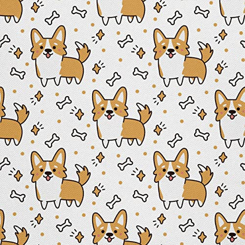 HEKO PANELS Stoff Oxford Wasserdichte Meterware Canvas-Stoff Polyester Stoff Zum Nähen Nähstoffe Möbelstoffe Dekostoffe Handwerken Wasserabweisend Blickdicht Welsh Corgis 5 Meter 155 x 500 cm