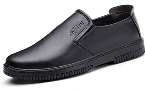 Zapatos De Chef, Zapatos De Cuero Antideslizantes Impermeables A Prueba De Aceite For Hombres, Zapatos De Cuero Transpirables Resistentes Al Desgaste, Zapatos De Trabajo De Cocina ( Color : Black , Si