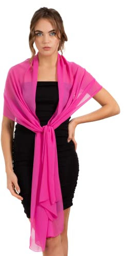 Sara Sabella Ischia Schultertuch für Damen, elegant, schöner Schal aus Georgette für formelle Anlässe, Zeremonie-Schal für Damen, elegant, eleganter Umhang für Damen, fuchsia