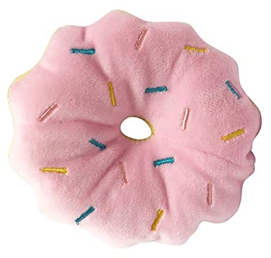 fuik Donut Quietschendes Plüsch-Hundespielzeug, Bissfestes Hundespielzeug, Sicheres Zähneknirschen für Heimtierbedarf (Rosa)