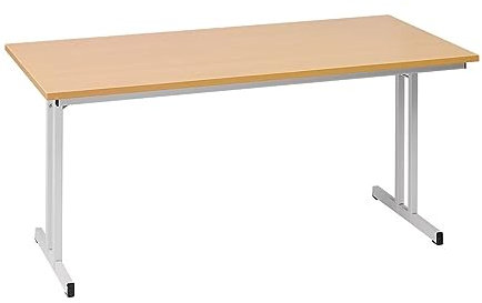 SCHÄFER SHOP Klapptisch | HxBxT - 720 x 1600 x 700 mm | Extra Starke rechteckige Platte | Gestell weißaluminium - Platte Buche-Dekor | Klapptisch Mehrzwecktisch Konferenztisch