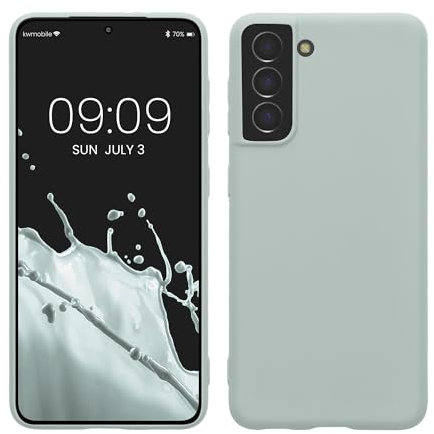 kwmobile Hülle kompatibel mit Samsung Galaxy S21 Hülle - weiches TPU Silikon Case - Cover geeignet für kabelloses Laden - Cool Mint