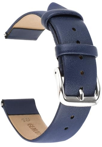 Amaxiu Uhrenarmband aus weichem Kalbsleder, Vintage-Stil, Schnellverschluss, universelles Ersatzarmband mit silberfarbener Edelstahlschnalle, 18 mm, 20 mm, 22 mm, für Herren und Damen (18 mm,