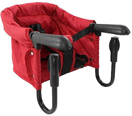 Table High Chair 40lb Capacity Hook on Chair 3 Point Safety Belt Foldable Compact for Toddlers 6-36 Months (Red)