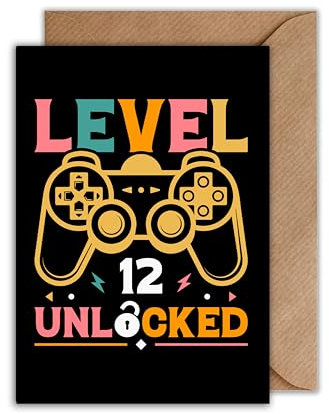 WBdesignz Gaming Geburtstagskarte mit Umschlag - 12. Geburtstag Geschenkkarte Happy Birthday - 12ter Geburtstag (DIN A6)