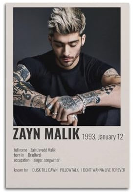 Zamm Zayn Malik Leinwand-Poster, Wandkunst, dekoratives Gemälde, Schlafzimmer, Malerei, Poster, 30 x 45 cm, ungerahmter Stil